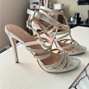 silver dazzled heels - 6.5